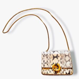 A.L.C. Beige & Grey Snakeskin Crossbody Bag with Gold Chain